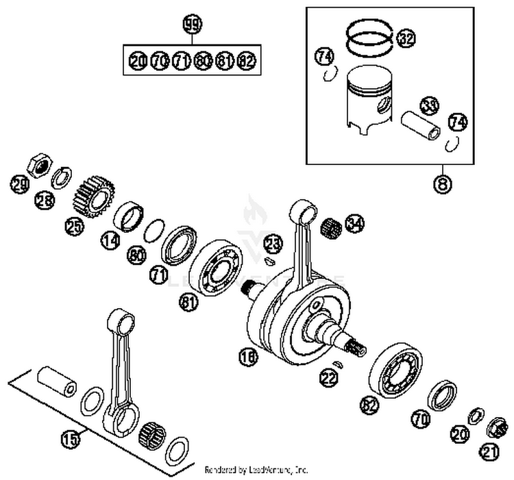Crankshaft, Piston TC 125 ENGINE - 2015 Schematic