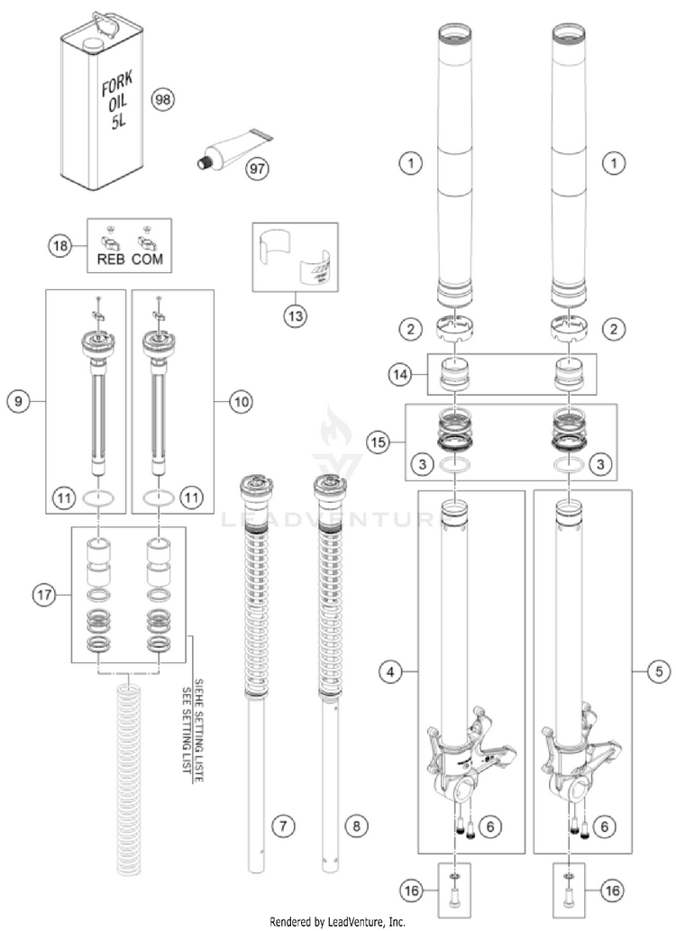 Front Fork Disassembled VITPILEN 801 - col.1 CHASSIS - 2025 Schematic
