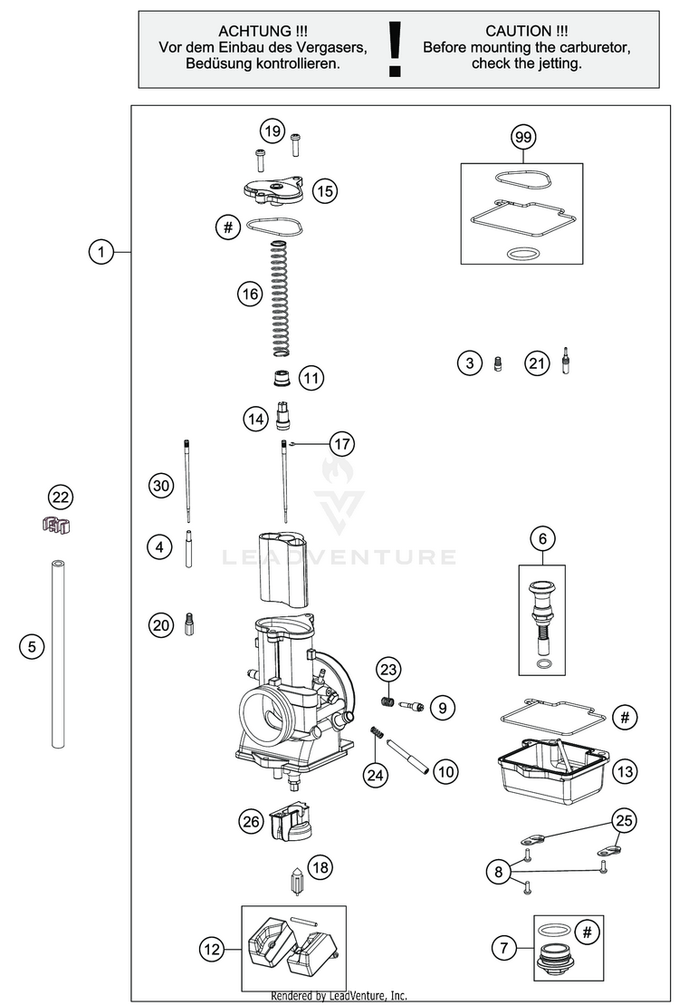 Carburetor TC 250 Engine - 2021 Schematic