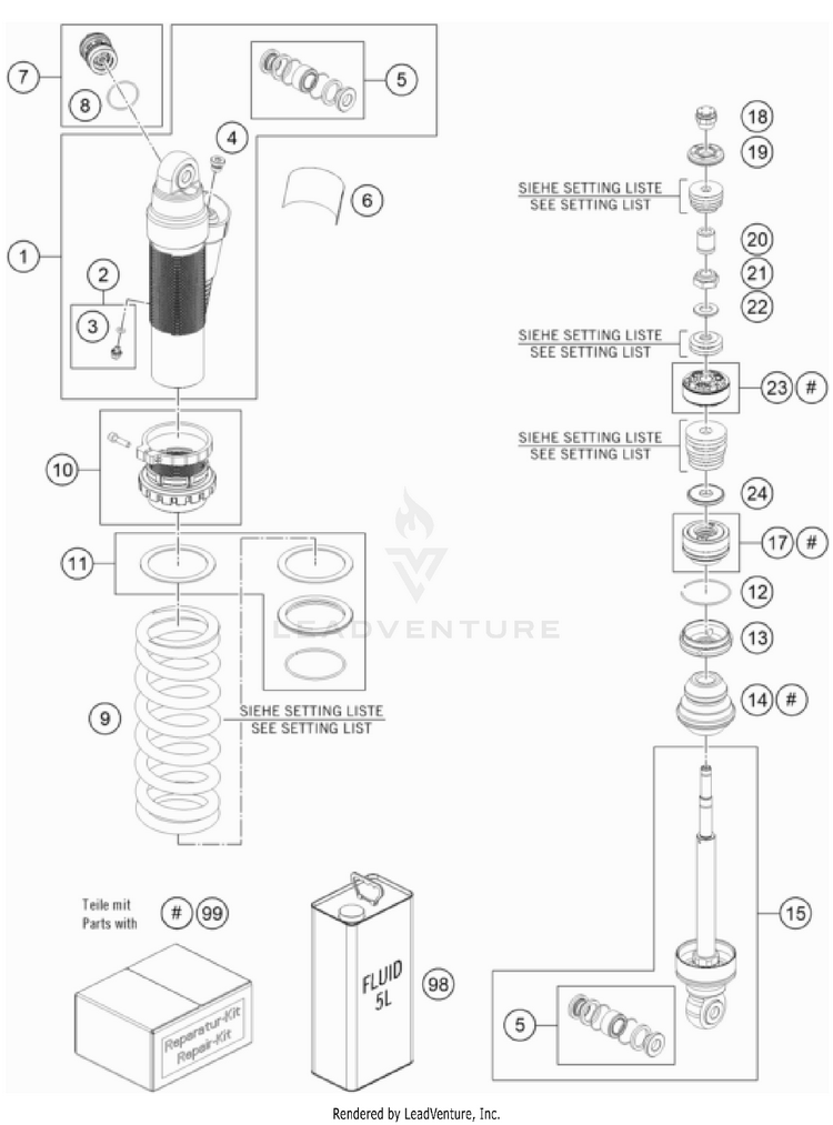 Shock Absorber Disassembled TC 85 19/16 CHASSIS - 2024 Schematic