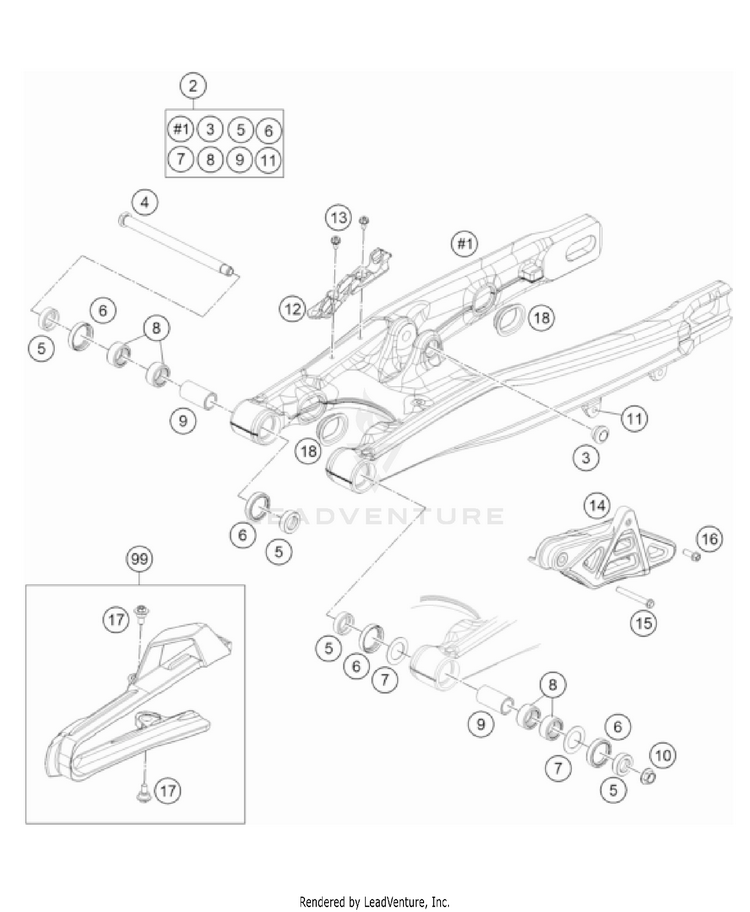 Swing Arm TC 85 19/16 EU CHASSIS - 2022 Schematic