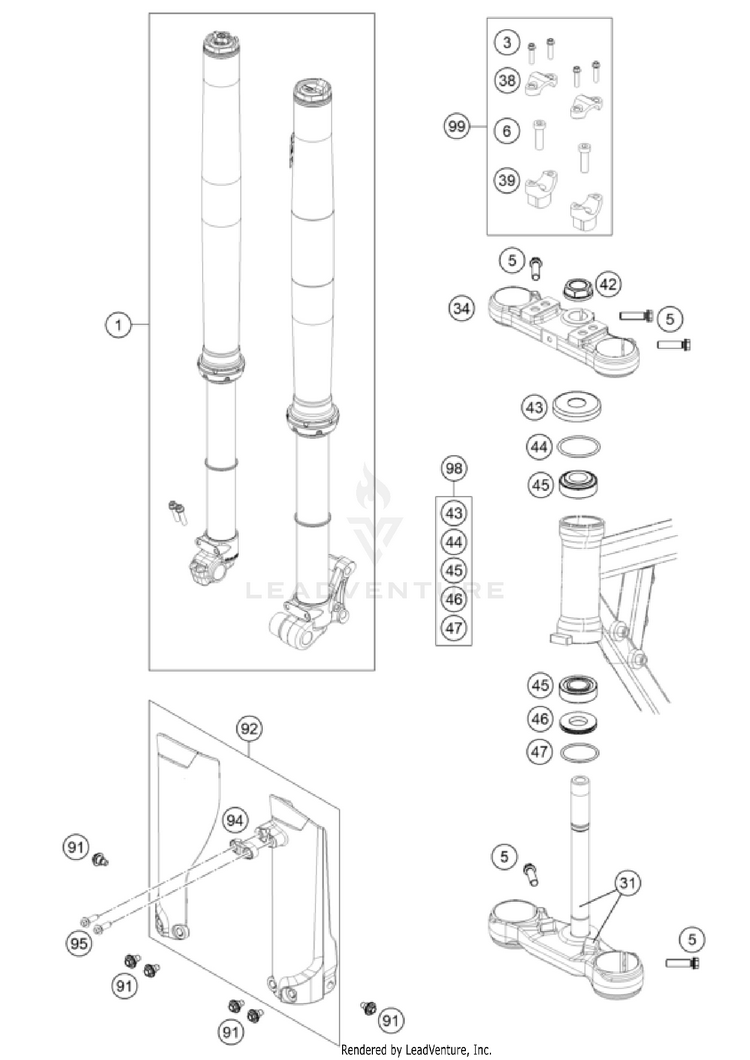 Front Fork, Triple Clamp TC 50 CHASSIS - 2023 Schematic