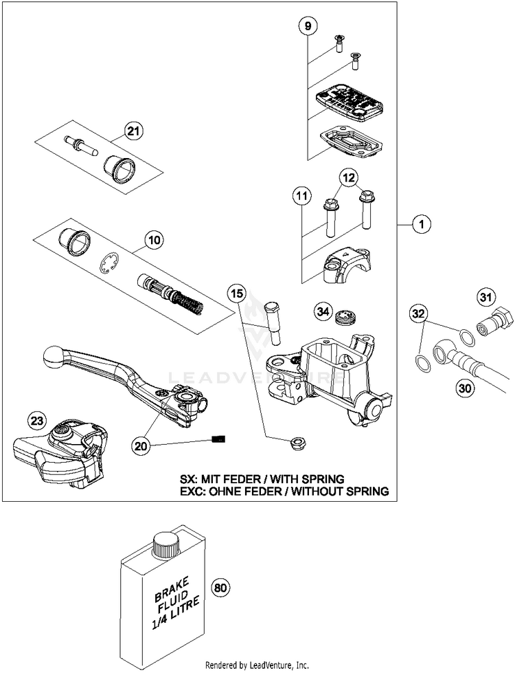 Hand Brake Cylinder TE 250 CHASSIS - 2015 Schematic