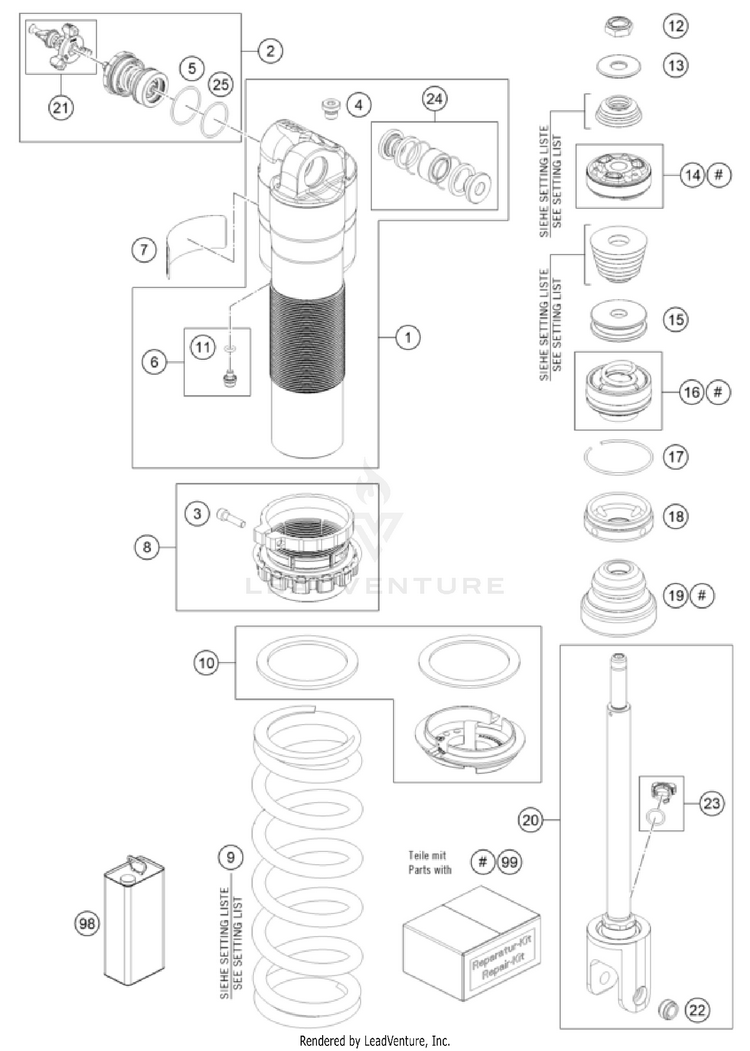 Shock Absorber Disassembled Schematic