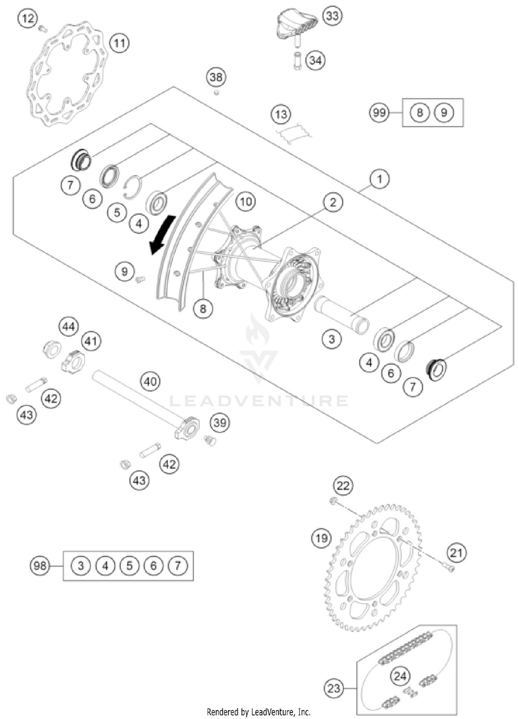 Rear Wheel FE 450 US CHASSIS - 2026 Schematic