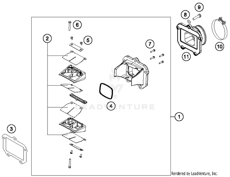 Reed Valve Case TC 125 ENGINE - 2014 Schematic