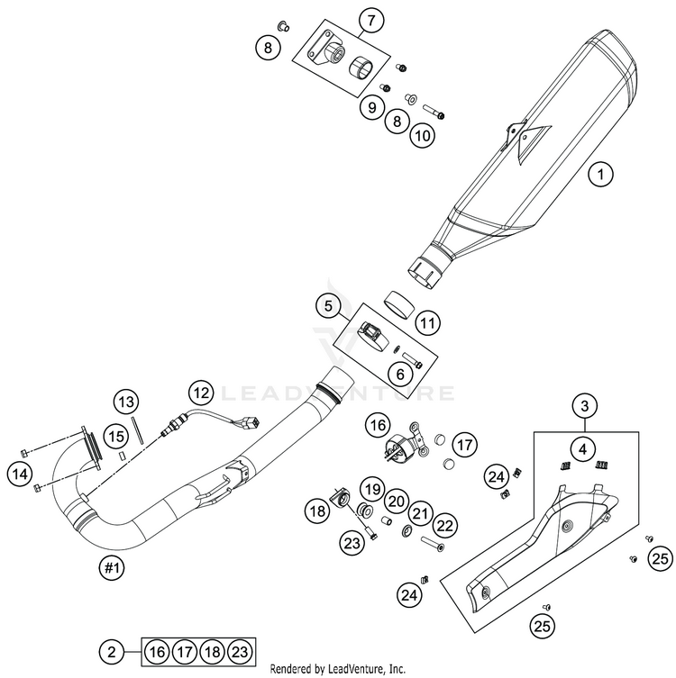 Exhaust System 701 SUPERMOTO CHASSIS - 2020 Schematic