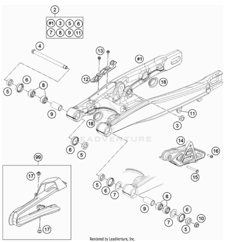 Swing Arm TC 85 17/14 CHASSIS - 2023 Schematic