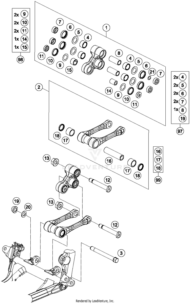 Pro Lever Linking TE 250 CHASSIS - 2015 Schematic