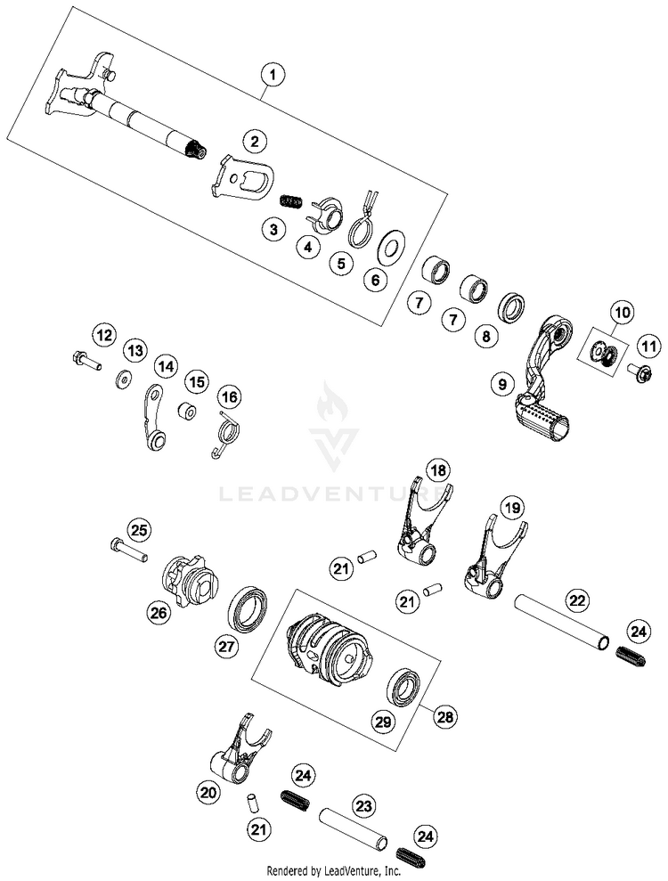 Shifting Mechanism TC 125 ENGINE - 2016 Schematic