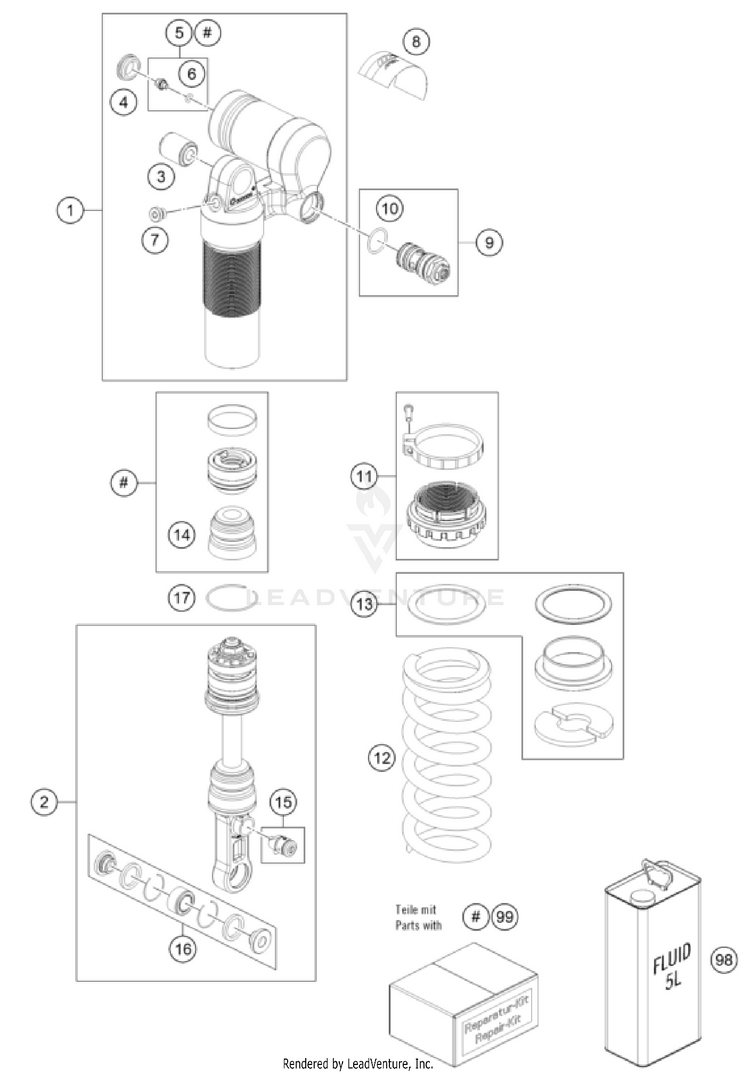 Shock Absorber Disassembled Schematic