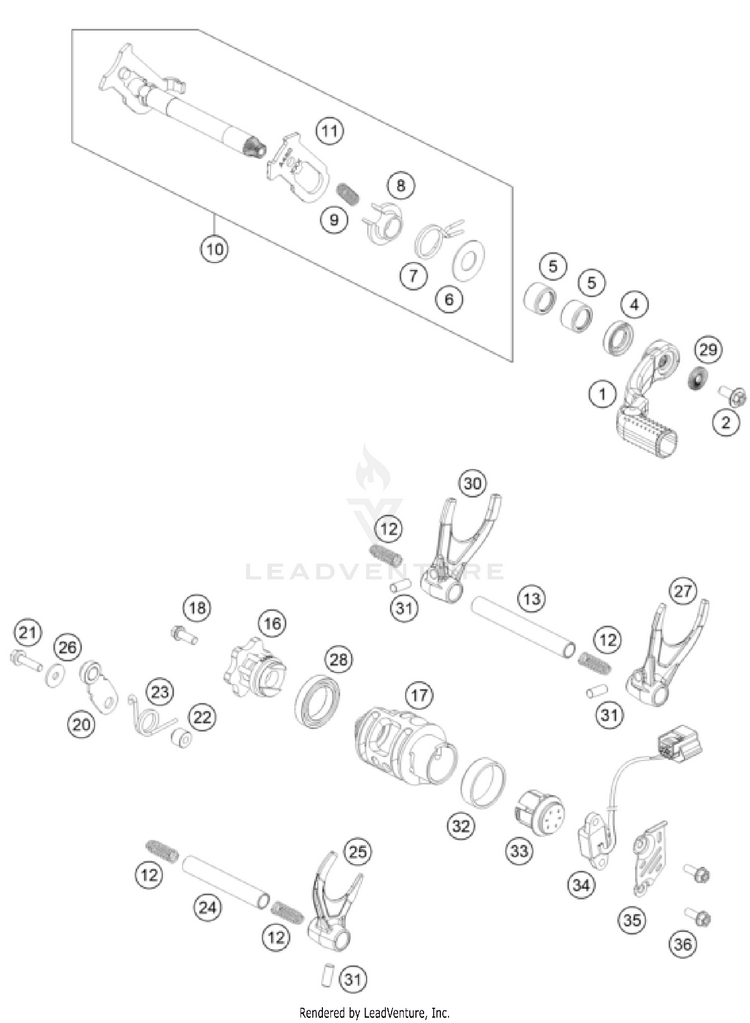 Shifting Mechanism FC 350 Engine - 2023 Schematic