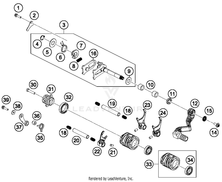 Shifting Mechanism TC 65 ENGINE - 2018 Schematic