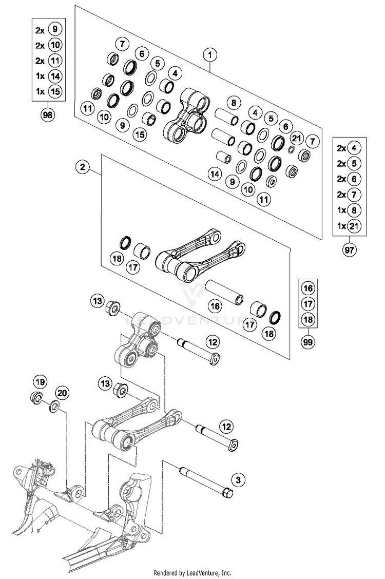 Pro Lever Linking TE 250i CHASSIS - 2019 Schematic