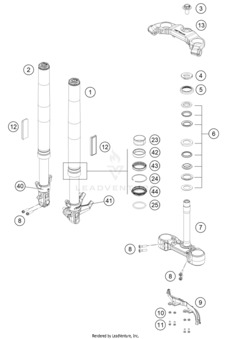 Front Fork, Triple Clamp Schematic