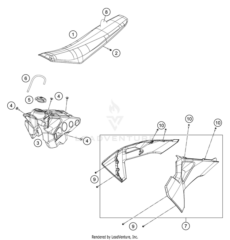 Tank, Seat FC 450 CHASSIS - 2021 Schematic