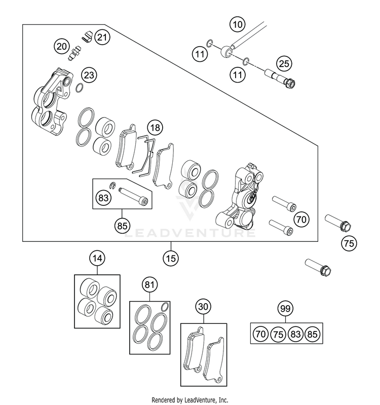 Front Brake Caliper TC 65 CHASSIS - 2020 Schematic