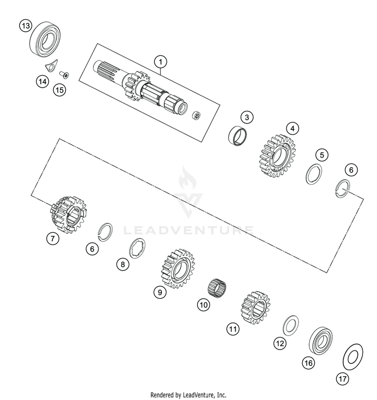 Transmission I - Main Shaft TC 250 ENGINE - 2020 Schematic