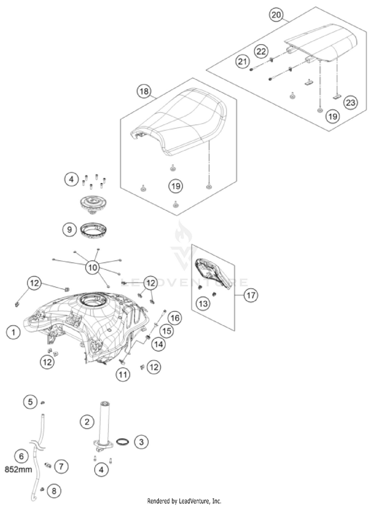Tank, Seat SVARTPILEN 801 CHASSIS - 2024 Schematic
