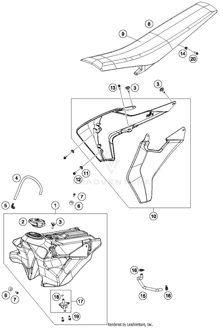 Tank, Seat, Cover TC 125 CHASSIS - 2017 Schematic