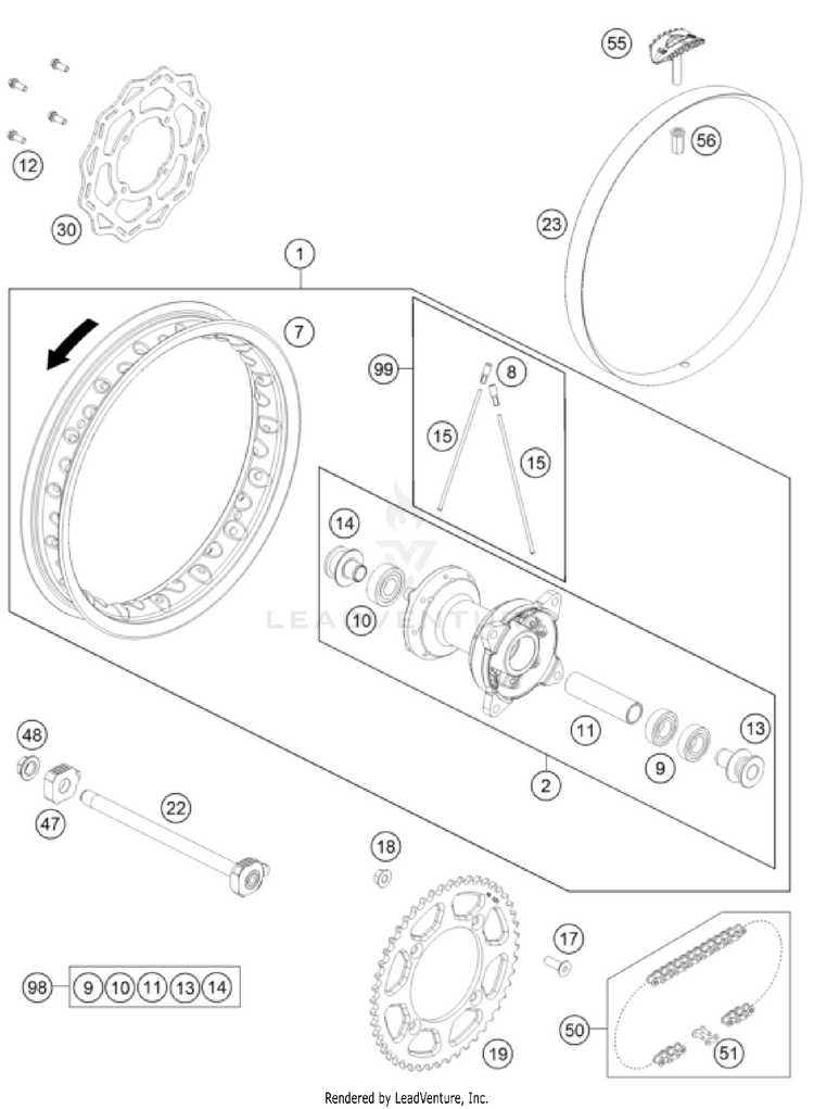 Rear Wheel TC 65 CHASSIS - 2025 Schematic