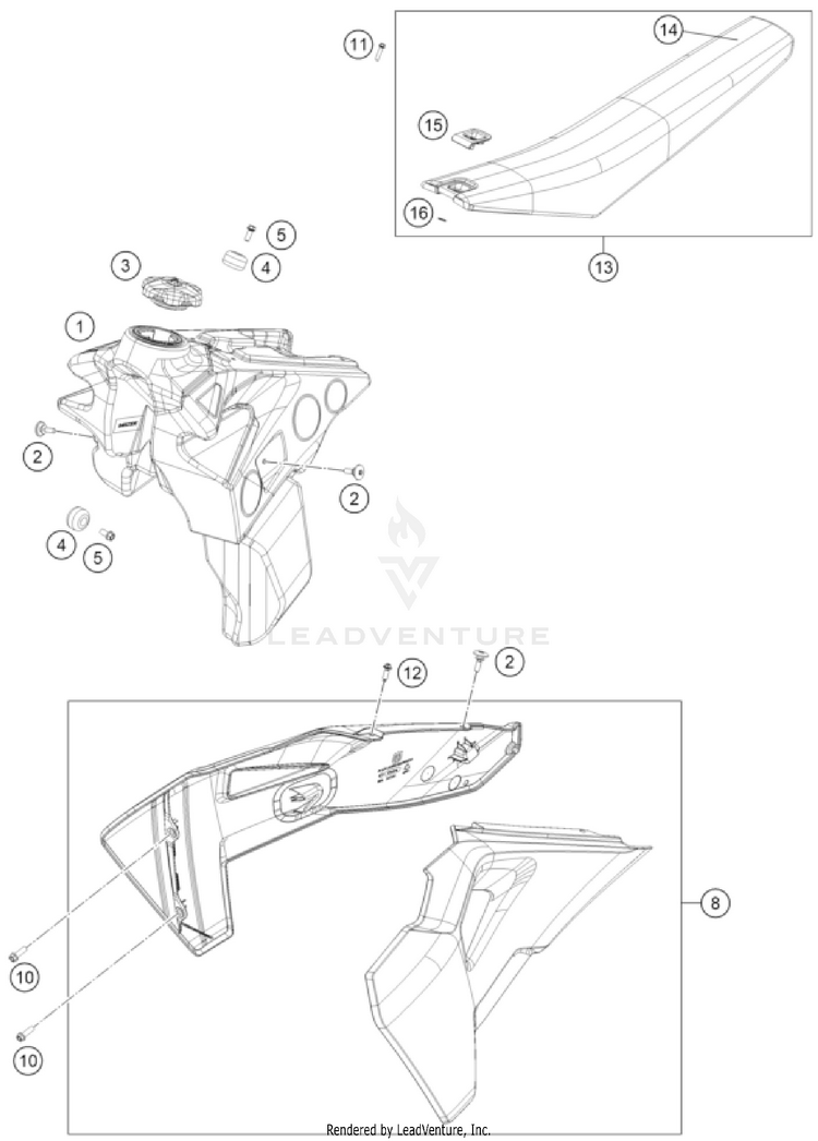 Tank, Seat FE 450 US CHASSIS - 2026 Schematic