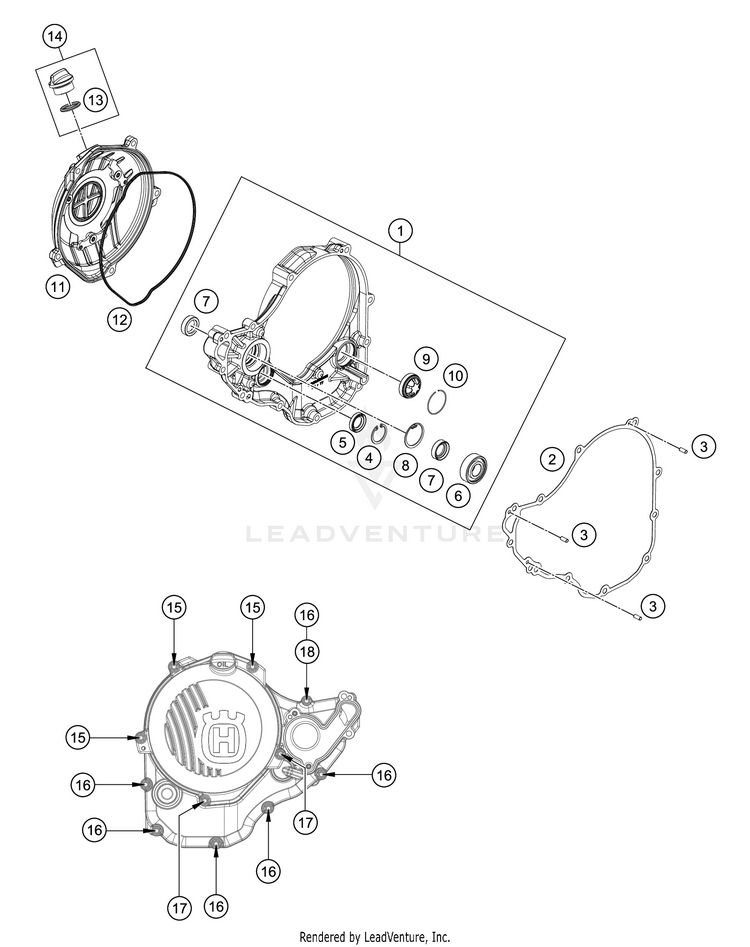 Clutch Cover FE 350 Engine - 2021 Schematic