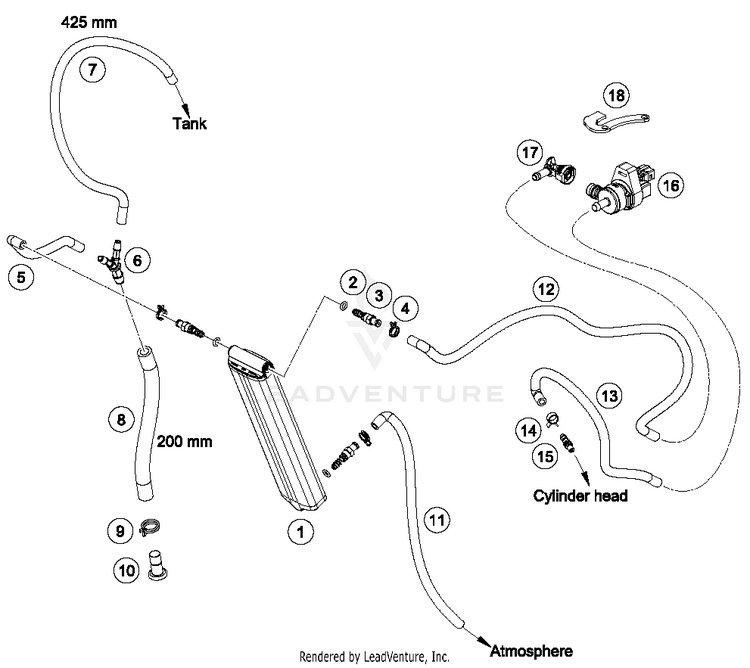 Evaporative Canister FE 250 CHASSIS - 2018 Schematic