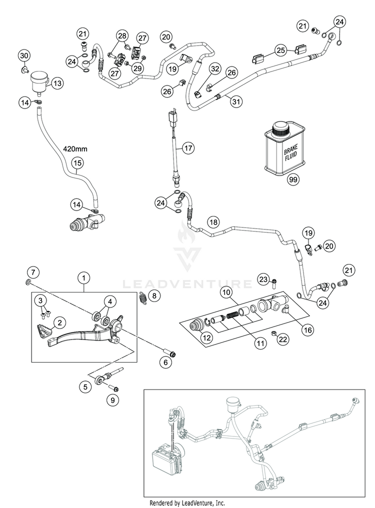 Rear Brake Control 701 ENDURO CHASSIS - 2019 Schematic