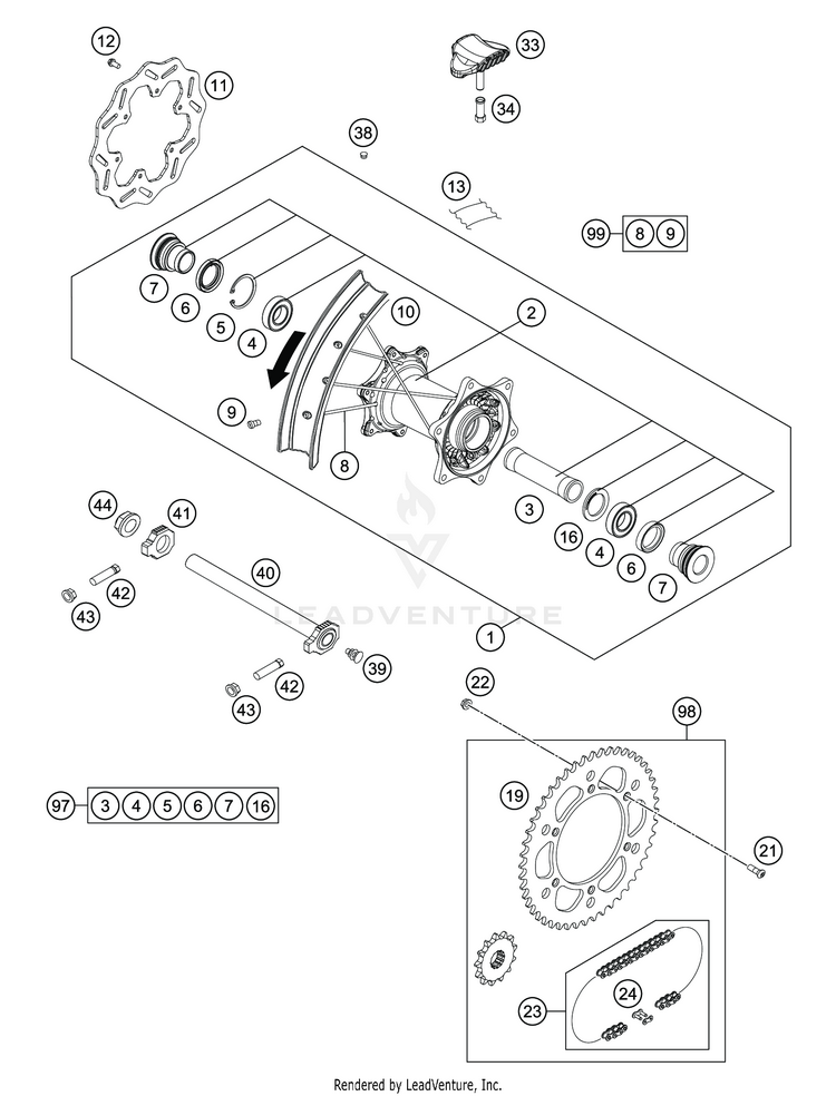 Rear Wheel FC 350 CHASSIS - 2020 Schematic