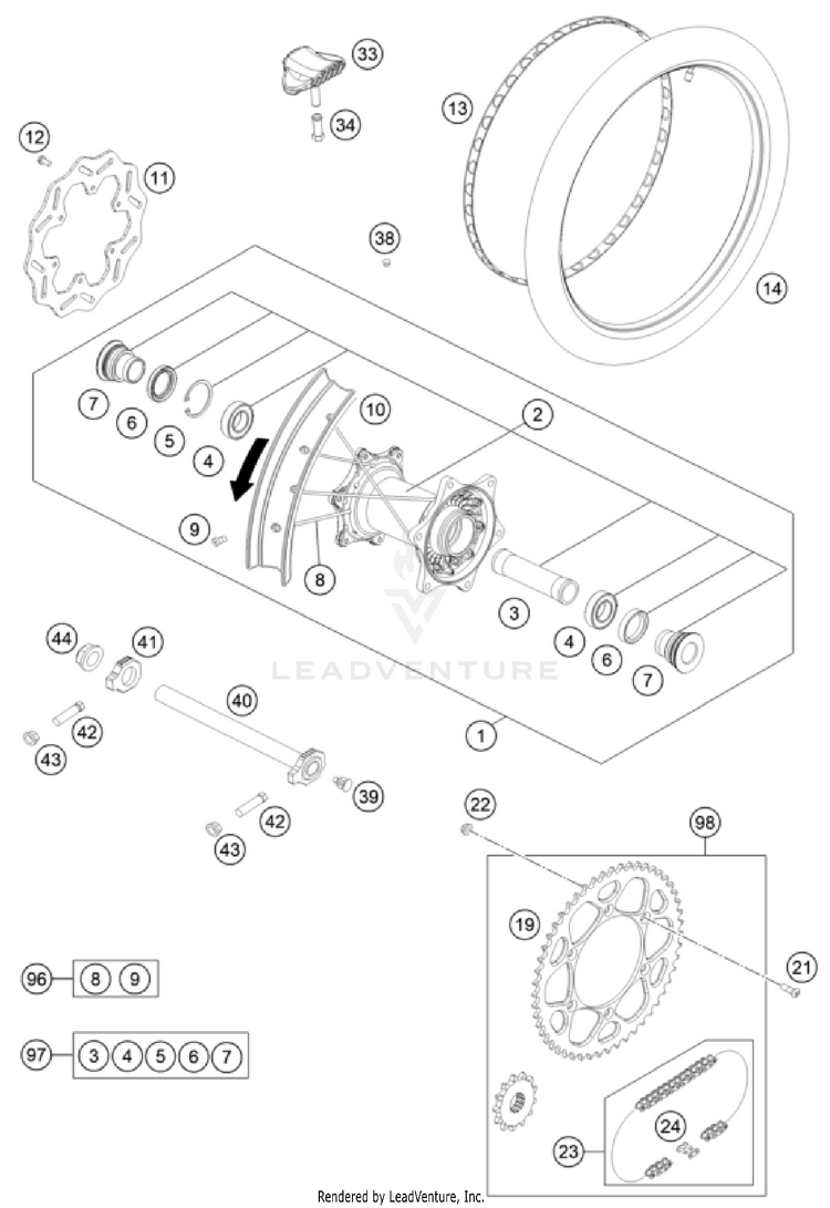 Rear Wheel FC 350 CHASSIS - 2023 Schematic