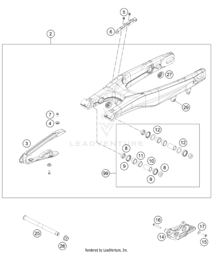 Swing Arm FX 450 CHASSIS - 2022 Schematic