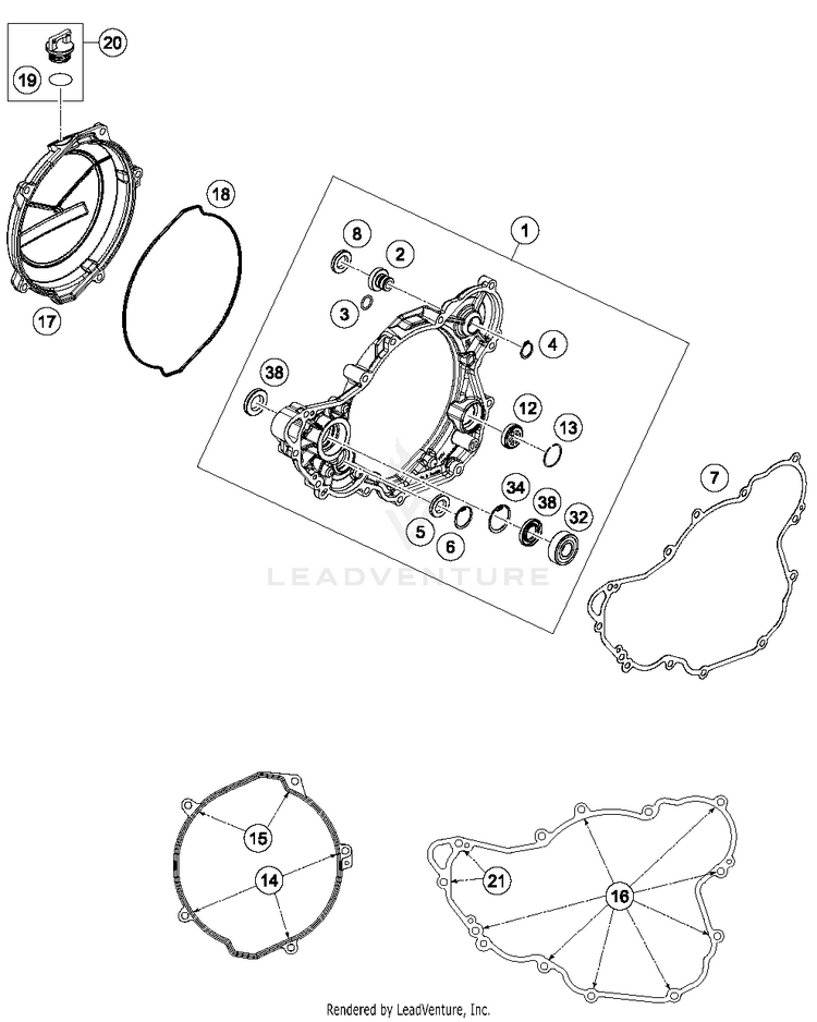 Clutch Cover FE 350S ENGINE - 2016 Schematic