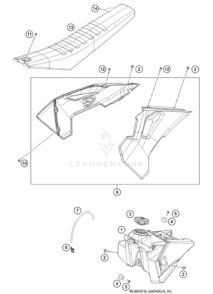 Tank, Seat FC 450 CHASSIS - 2024 Schematic