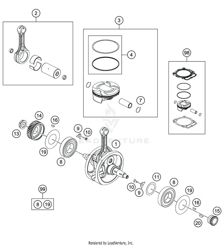 Crankshaft, Piston FS 450 ENGINE - 2020 Schematic