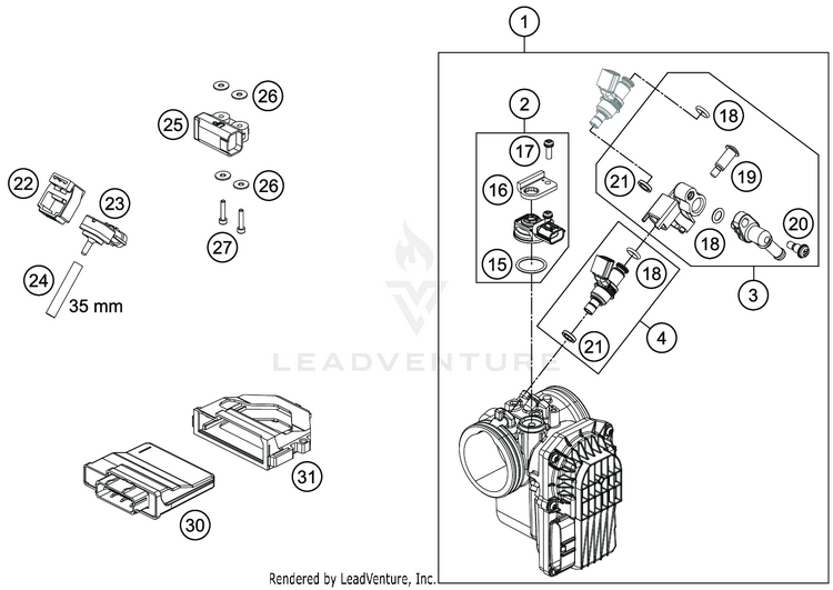 Throttle Body 701 ENDURO ENGINE - 2019 Schematic