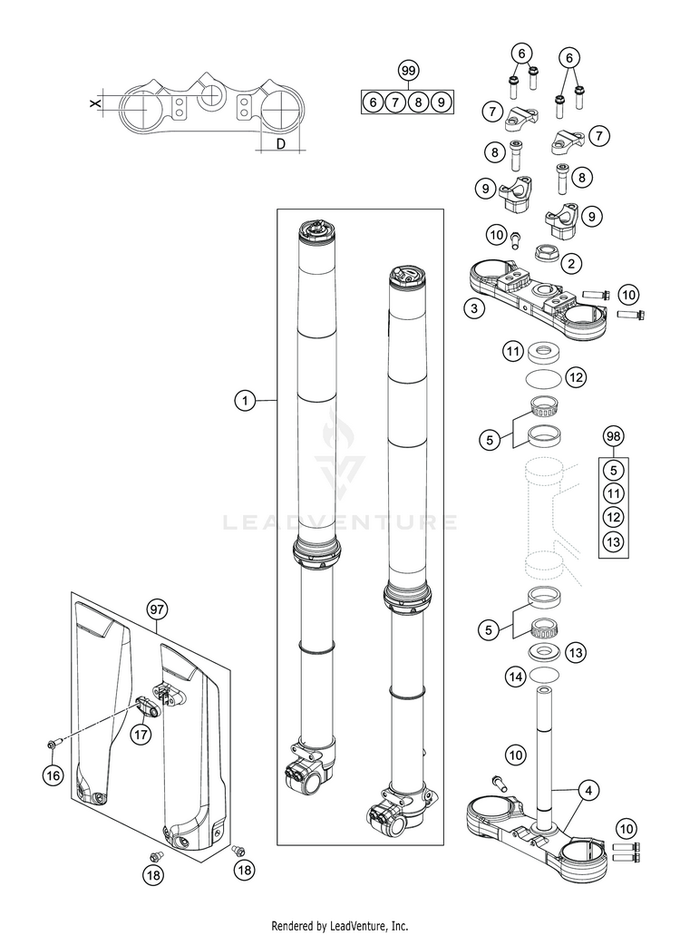 Front Fork, Triple Clamp TC 85 17 14 CHASSIS - 2020 Schematic