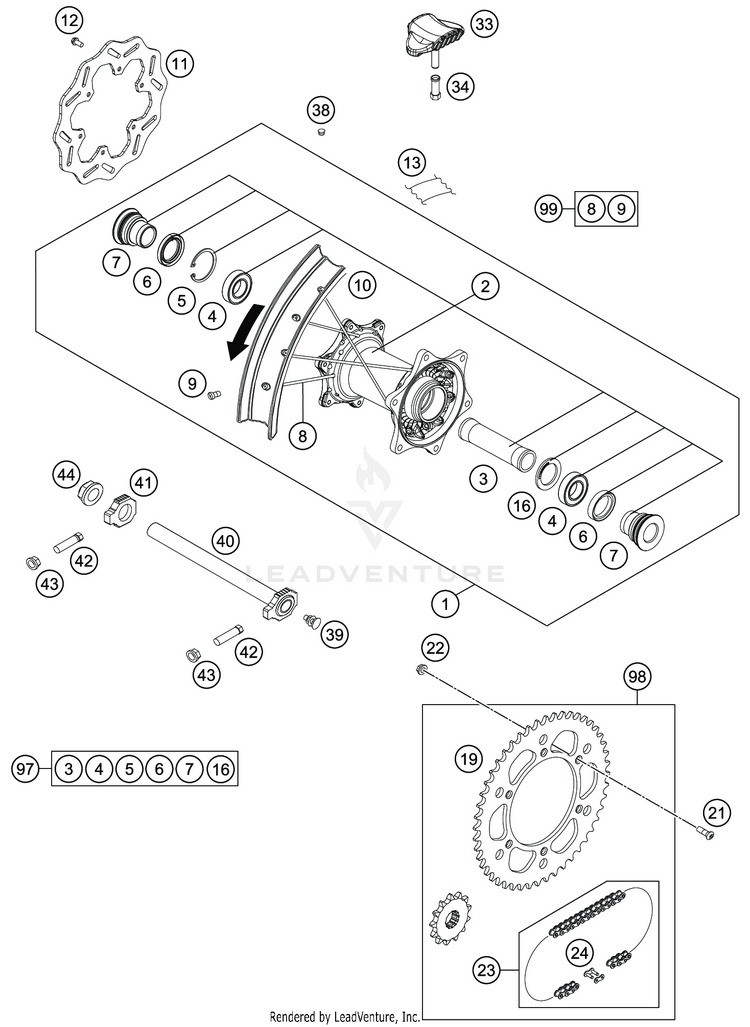 Rear Wheel TC 250 CHASSIS - 2020 Schematic
