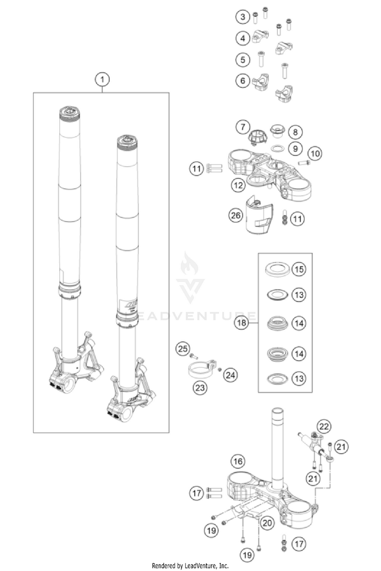 Front Fork, Triple Clamp NORDEN 901 CHASSIS - 2024 Schematic