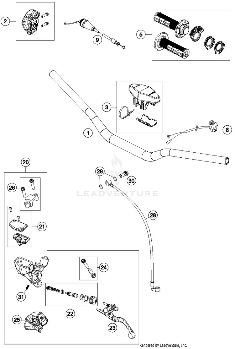 Handlebar, Controls TC 85 19/16 CHASSIS - 2019 Schematic