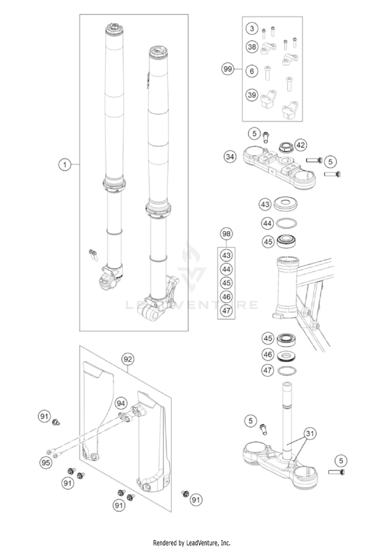 Front Fork, Triple Clamp TC 50 EU CHASSIS - 2022 Schematic