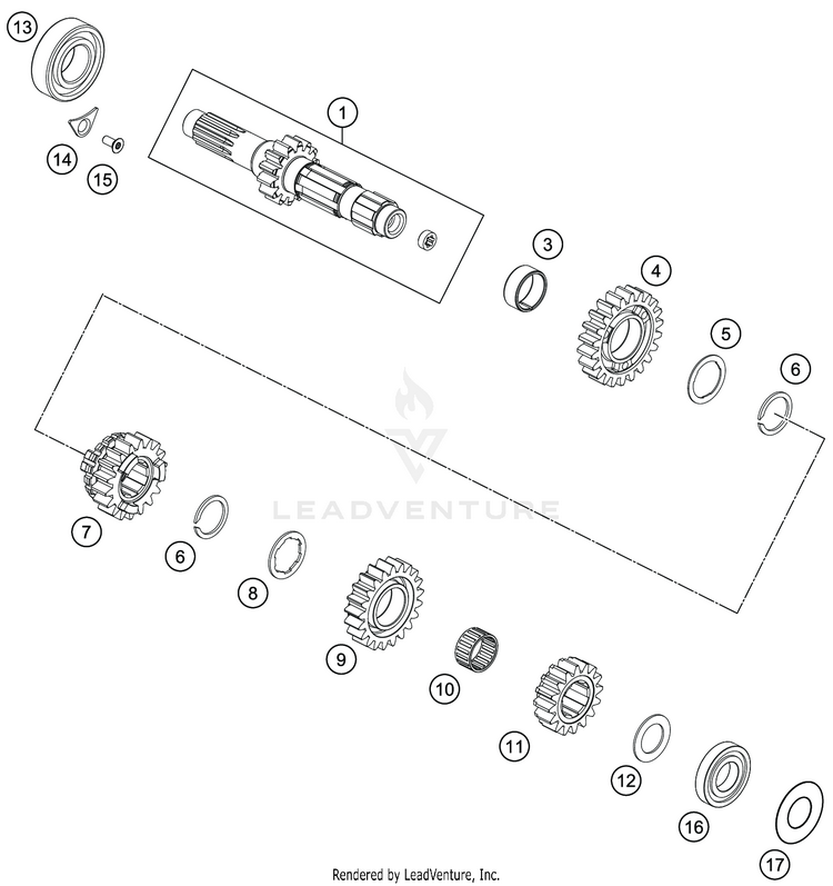Transmission I - Main Shaft TC 250 Engine - 2021 Schematic