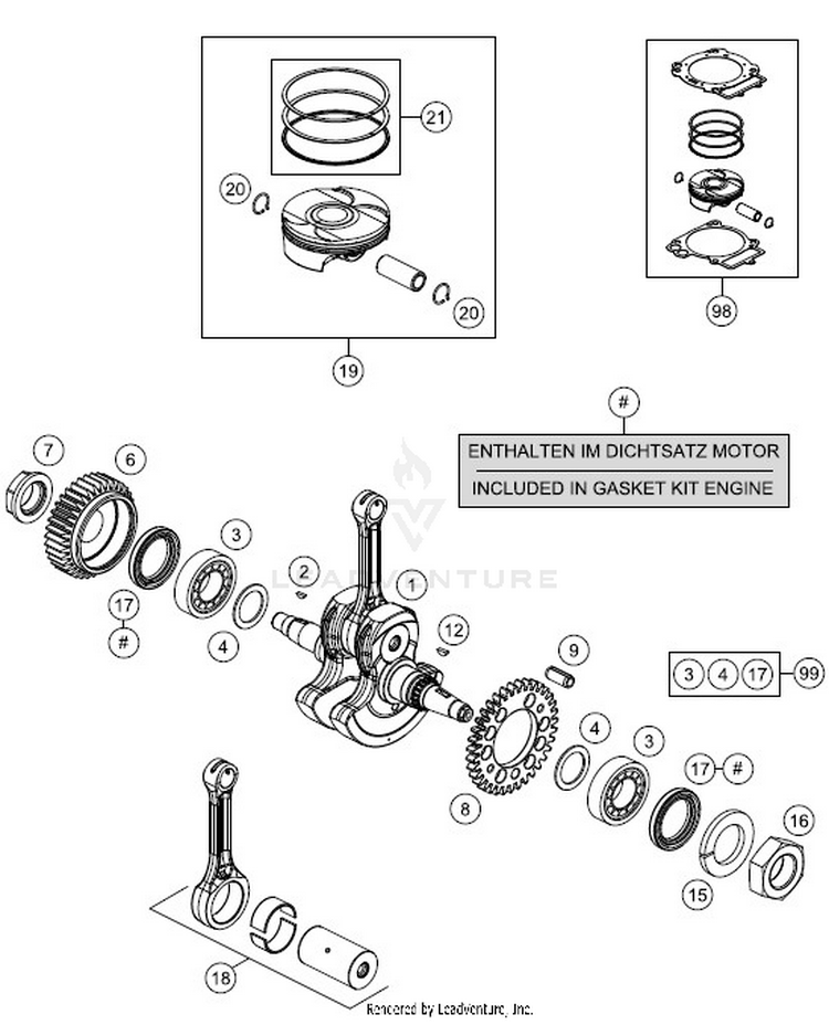 Crankshaft, Piston 701 VITPILEN ENGINE - 2018 Schematic