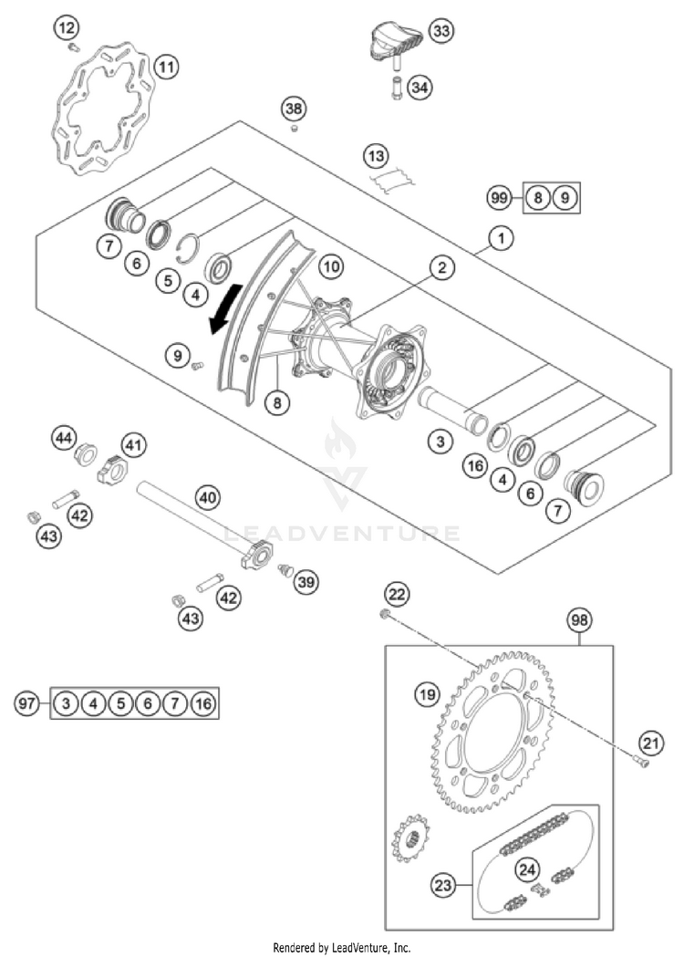Rear Wheel FC 450 CHASSIS - 2024 Schematic