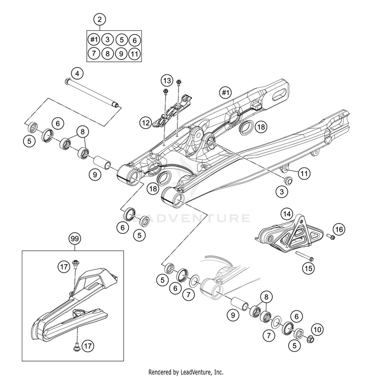 Swing Arm TC 85 19 16 CHASSIS - 2018 Schematic