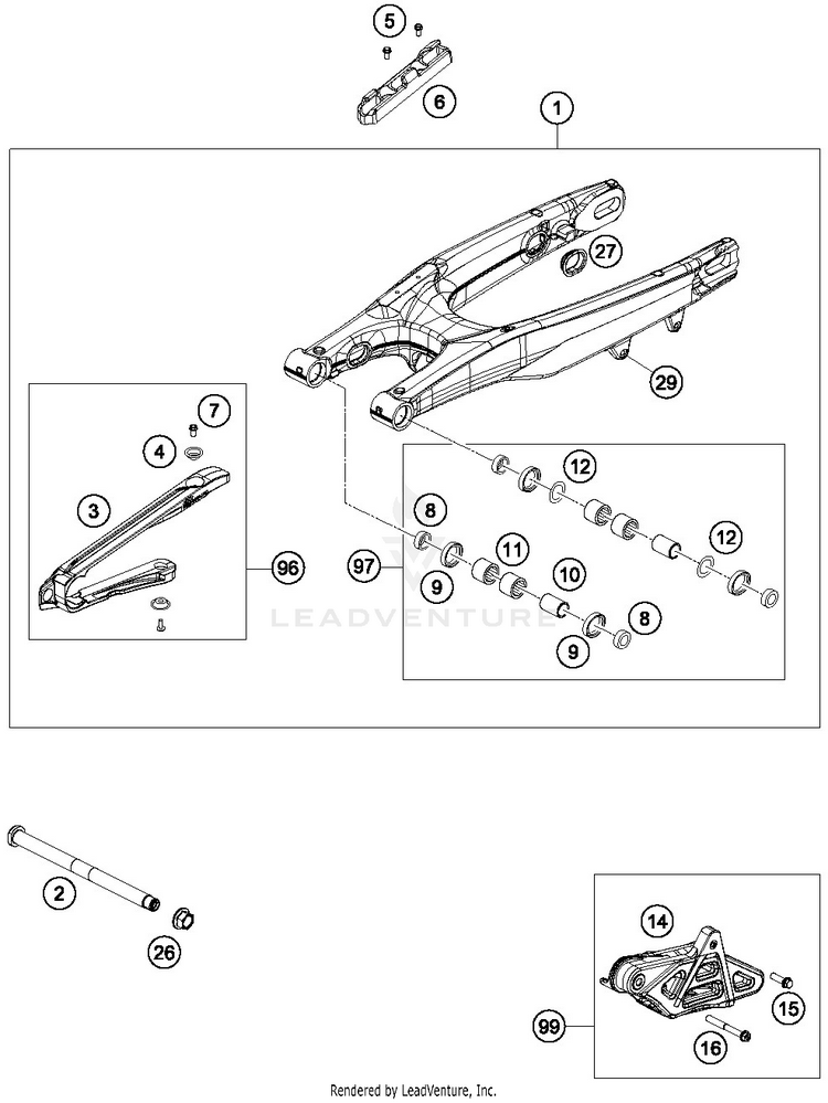 Swing Arm TE 250i CHASSIS - 2019 Schematic