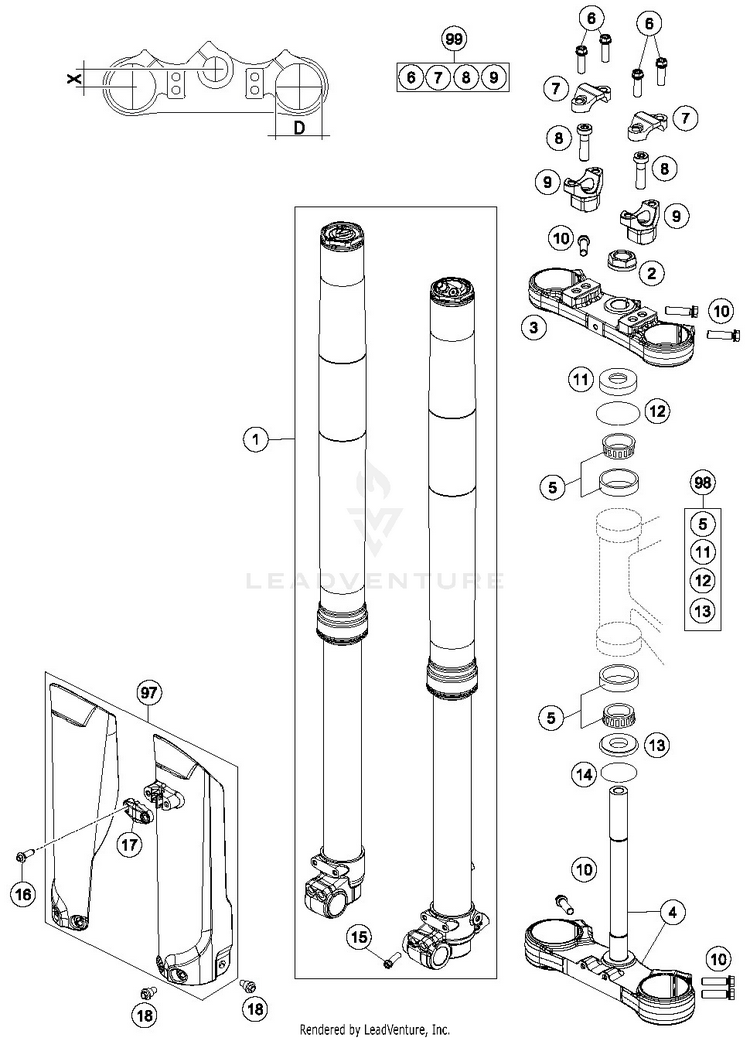 Front Fork, Triple Clamp TC 85 19/16 CHASSIS - 2019 Schematic