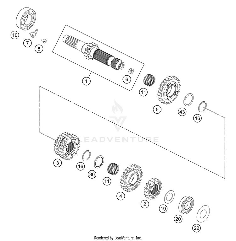Transmission I - Main Shaft FE 350 Engine - 2021 Schematic