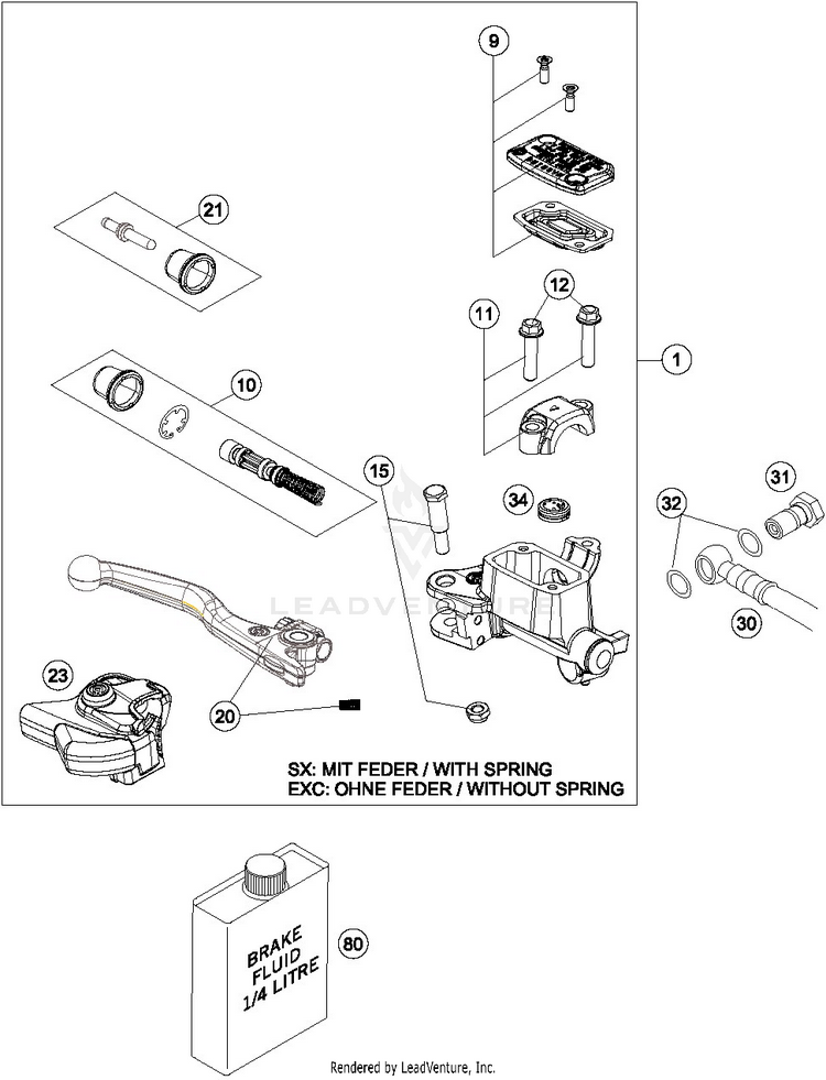 Hand Brake Cylinder FC 450 CHASSIS - 2014 Schematic