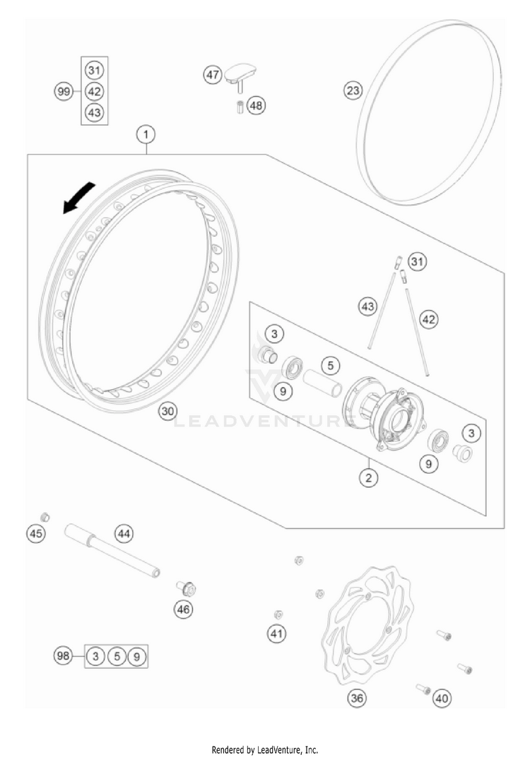 Front Wheel TC 65 EU CHASSIS - 2022 Schematic
